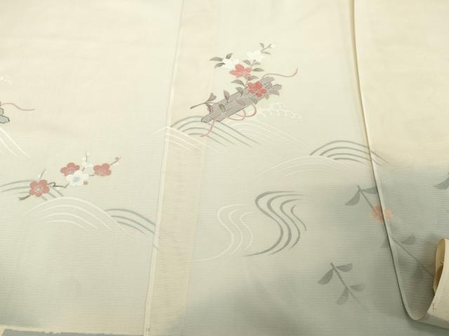 平和屋着物＊夏物　付下げ　反物　着尺　駒絽　駒刺繍　花筏　伊と幸　逸品　未使用　DABD8933zzz