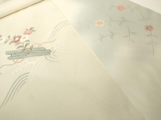 平和屋着物＊夏物　付下げ　反物　着尺　駒絽　駒刺繍　花筏　伊と幸　逸品　未使用　DABD8933zzz