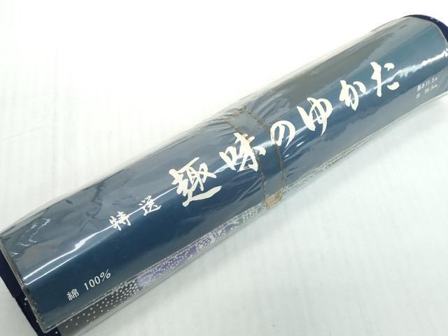 平和屋着物＊夏物 浴衣 反物 着尺 注染 菖蒲 アヤメ 綿 未使用 DABD8946zzz