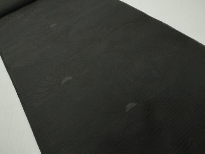 平和屋着物＊夏物 西陣 名古屋帯 帯反物 黒共帯 雲菊地紋 証紙付き 逸品 未使用 DABD8958zzz