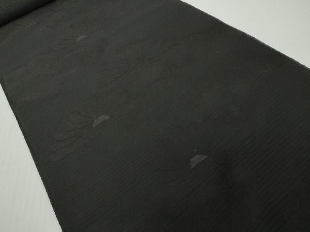 平和屋着物＊夏物 西陣 名古屋帯 帯反物 黒共帯 雲菊地紋 証紙付き 逸品 未使用 DABD8958zzz