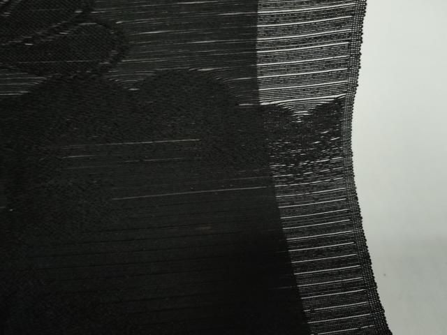 平和屋着物＊夏物 西陣 名古屋帯 帯反物 黒共帯 雲菊地紋 証紙付き 逸品 未使用 DABD8958zzz