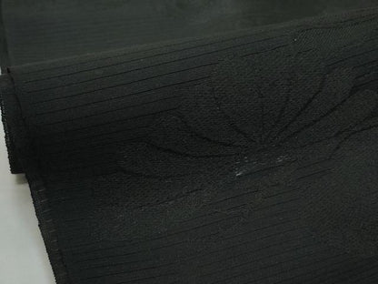 平和屋着物＊夏物 西陣 名古屋帯 帯反物 黒共帯 雲菊地紋 証紙付き 逸品 未使用 DABD8958zzz
