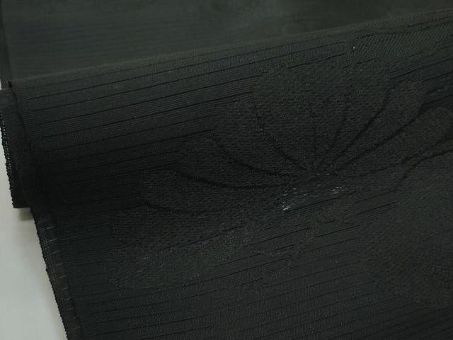 平和屋着物＊夏物 西陣 名古屋帯 帯反物 黒共帯 雲菊地紋 証紙付き 逸品 未使用 DABD8958zzz