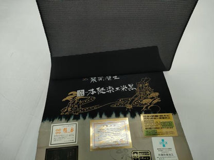 平和屋着物＊夏物 黒紋付 黒反物 着尺 絽 五泉 聚楽壁土 聚楽土染色 逸品 未使用 DABD8959zzz