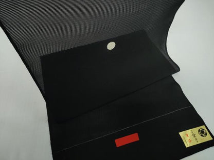 平和屋着物＊夏物 黒紋付 黒反物 着尺 絽 京染 逸品 未使用 DABD8970zzz