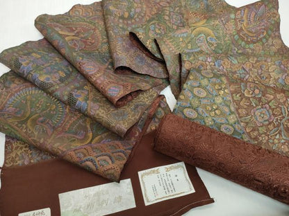 平和屋着物●中国三大刺繍 スワトウ刺繍 汕頭刺繍 蘇州刺繍 六通柄袋帯 帯反物 裏地付 更紗花鳥文 金糸 証紙付 逸品 未使用 DABD8975zzzk6