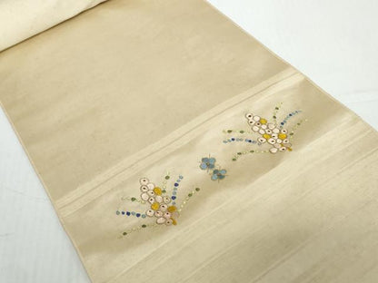 平和屋着物●アンティーク　大正ロマン　袋帯　帯反物　総手刺繍　ワヤン・クリ　影絵芝居人形　金糸　逸品　未使用　DABD8976zzz
