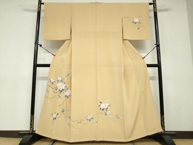 平和屋着物●訪問着　友禅　作家物　草花文　正絹　逸品　DABD9008ud