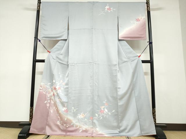 平和屋着物●訪問着　草花文　暈し染め　金彩　正絹　逸品　DABD9013ud