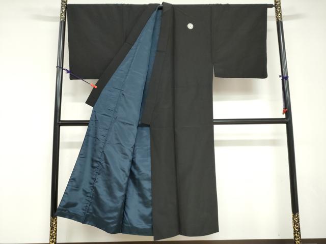 平和屋着物●男性　黒紋付　洗える着物　DABD9032ud