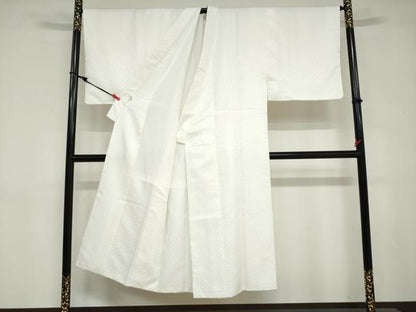 平和屋着物●男性　色紋付　長羽織セット　菱地紋　白色　キングサイズ　洗える着物　DABD9036ud