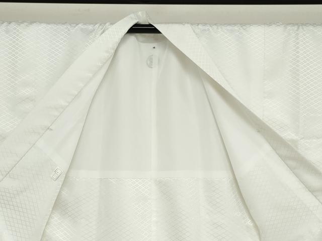 平和屋着物●男性　色紋付　長羽織セット　菱地紋　白色　キングサイズ　洗える着物　DABD9036ud