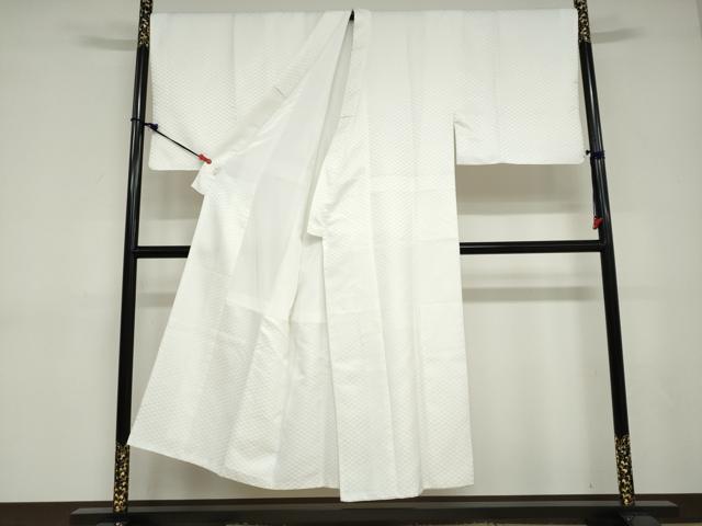 平和屋着物●男性　色紋付　長羽織セット　菱地紋　白色　キングサイズ　洗える着物　DABD9037ud