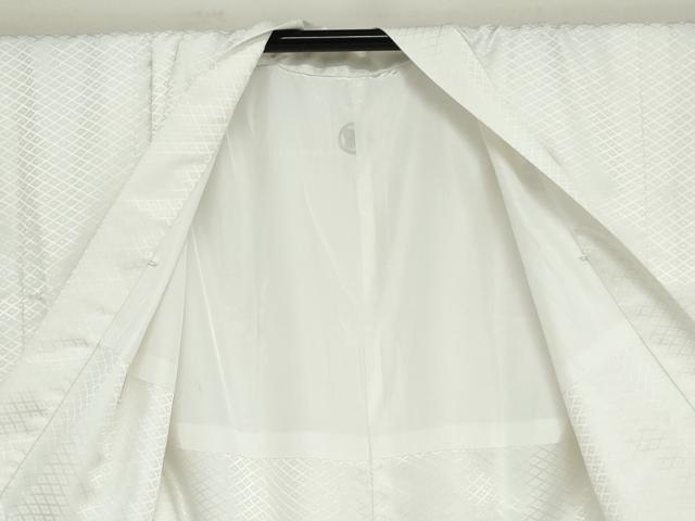 平和屋着物●男性　色紋付　長羽織セット　菱地紋　白色　キングサイズ　洗える着物　DABD9037ud