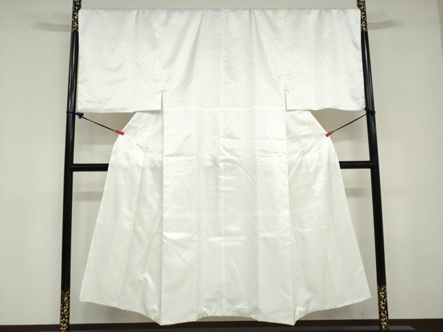 平和屋着物●男性　色紋付　長羽織セット　菱地紋　白色　キングサイズ　洗える着物　DABD9038ud