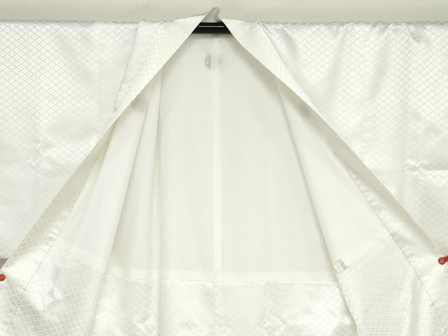 平和屋着物●男性　色紋付　長羽織セット　菱地紋　白色　キングサイズ　洗える着物　DABD9038ud