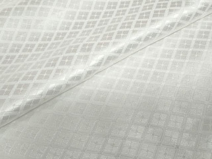 平和屋着物●男性　色紋付　長羽織セット　菱地紋　白色　キングサイズ　洗える着物　DABD9038ud