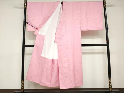 平和屋着物●男性　色紋付　長羽織セット　菱地紋　桃色　キングサイズ　洗える着物　DABD9039ud