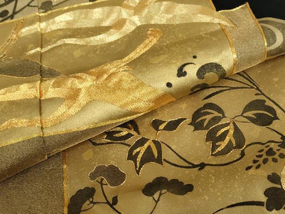 平和屋着物●豪華黒留袖　駒刺繍　流水飛鶴草花文　金彩　正絹　逸品　未使用　DABD9043ud