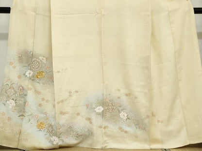平和屋着物●訪問着　駒刺繍　洋花文　金彩　正絹　逸品　DABD9044ud