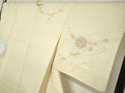 平和屋着物●訪問着　駒刺繍　洋花文　金彩　正絹　逸品　DABD9044ud