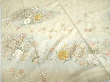 平和屋着物●訪問着　駒刺繍　洋花文　金彩　正絹　逸品　DABD9044ud