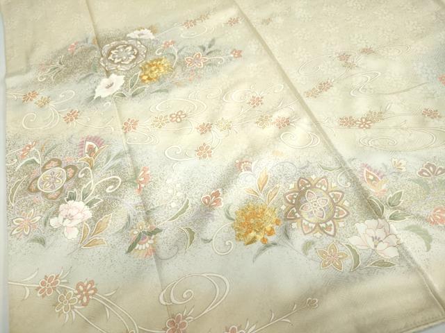 平和屋着物●訪問着　駒刺繍　洋花文　金彩　正絹　逸品　DABD9044ud