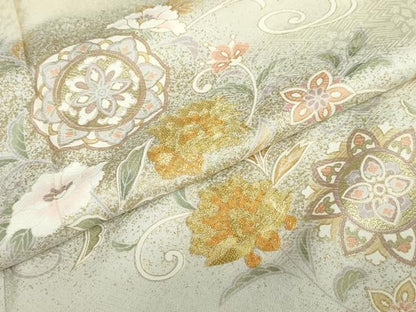 平和屋着物●訪問着　駒刺繍　洋花文　金彩　正絹　逸品　DABD9044ud