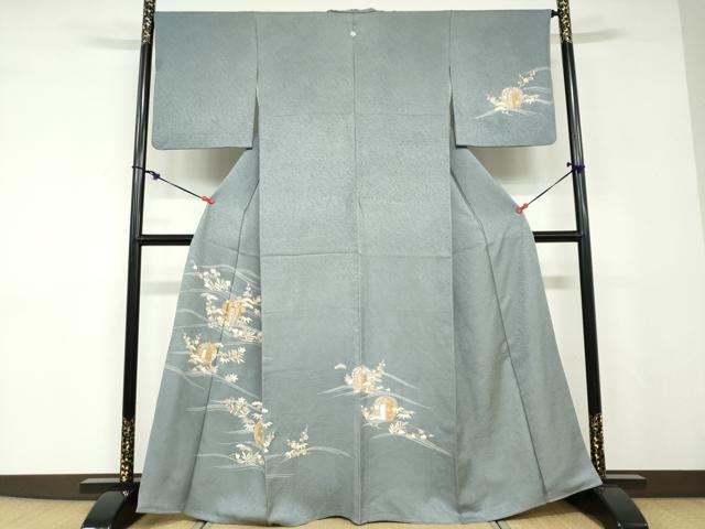 平和屋着物○訪問着 駒刺繍 陶器草花文 金彩 正絹 逸品 DABD9045ud