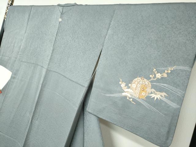 平和屋着物●訪問着　駒刺繍　陶器草花文　金彩　正絹　逸品　DABD9045ud 平和屋着物○訪問着 駒刺繍 陶器草花文 金彩 正絹 逸品 DABD9045ud