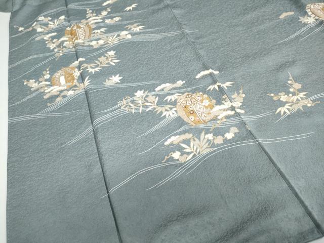 平和屋着物○訪問着 駒刺繍 陶器草花文 金彩 正絹 逸品 DABD9045ud