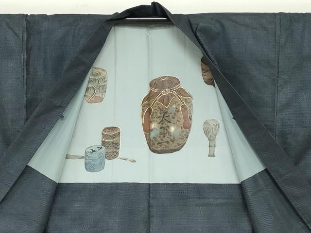 平和屋着物●男性　本場大島紬　アンサンブル　長羽織　80亀甲　総詰め　正絹　逸品　DABD9046ud