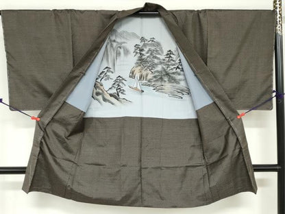 平和屋着物●男性　本場大島紬　アンサンブル　長羽織　抽象文様　正絹　逸品　未使用　DABD9047ud