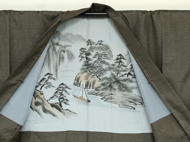 平和屋着物●男性　本場大島紬　アンサンブル　長羽織　抽象文様　正絹　逸品　未使用　DABD9047ud