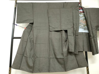 平和屋着物●男性　紬　アンサンブル　長羽織　100亀甲　総詰め　正絹　逸品　DABD9049ud