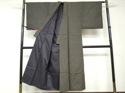 平和屋着物●男性　紬　アンサンブル　長羽織　100亀甲　総詰め　正絹　逸品　DABD9049ud