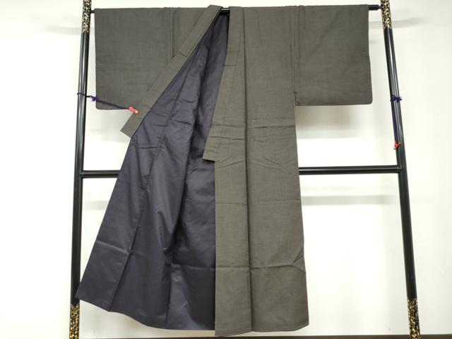 平和屋着物●男性　紬　アンサンブル　長羽織　100亀甲　総詰め　正絹　逸品　DABD9049ud