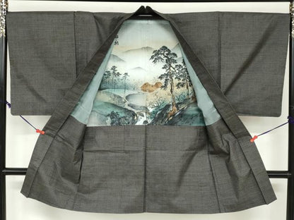 平和屋着物●男性　本場大島紬　アンサンブル　長羽織　100亀甲　総詰め　正絹　逸品　DABD9051ud