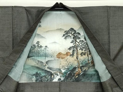 平和屋着物●男性　本場大島紬　アンサンブル　長羽織　100亀甲　総詰め　正絹　逸品　DABD9051ud