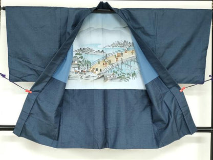 平和屋着物●男性　本場大島紬　アンサンブル　長羽織　100亀甲　総詰め　正絹　逸品　DABD9052ud