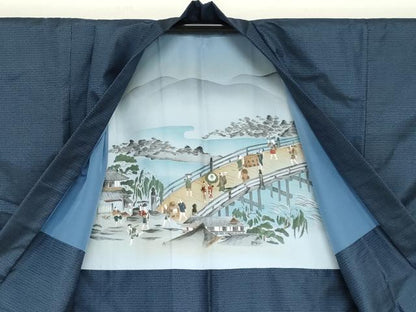 平和屋着物●男性　本場大島紬　アンサンブル　長羽織　100亀甲　総詰め　正絹　逸品　DABD9052ud