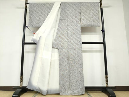 平和屋着物●上質な小紋　総絞り　杢目絞り　抽象文様　正絹　逸品　DABD9059ud