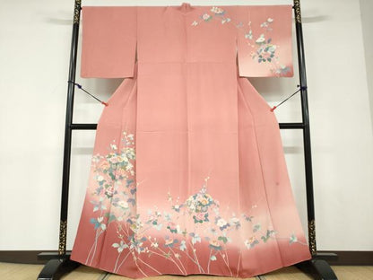 平和屋着物●訪問着　友禅　作家物　地紙花車文　暈し染め　正絹　逸品　DABD9062ud