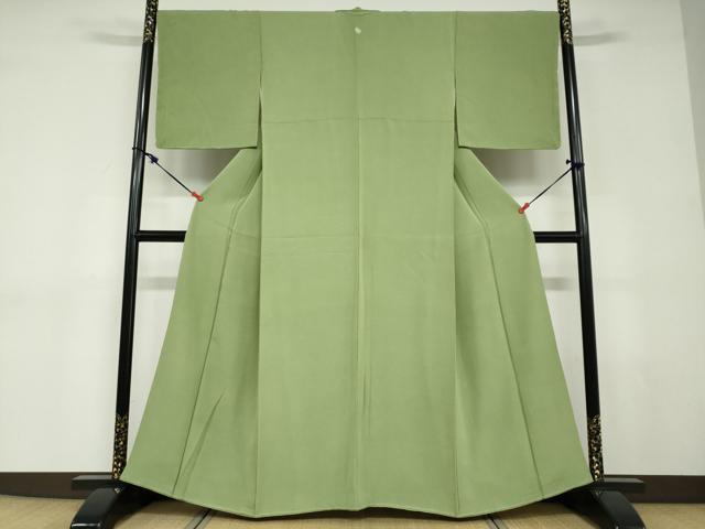 平和屋着物●上質な色無地　若葉色　正絹　逸品　未使用　DABD9064ud