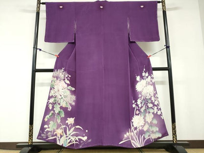 平和屋着物●アンティーク　大正ロマン　色留袖　草花文　金彩　正絹　逸品　DABD9066ud