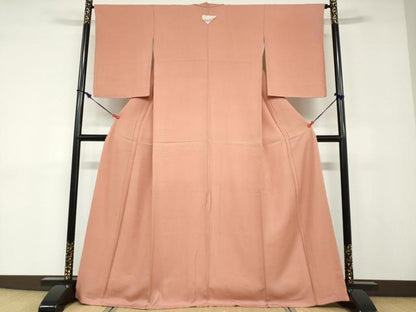 平和屋着物●上質な色無地　霞地紋　宍色　正絹　逸品　未使用　DABD9067ud