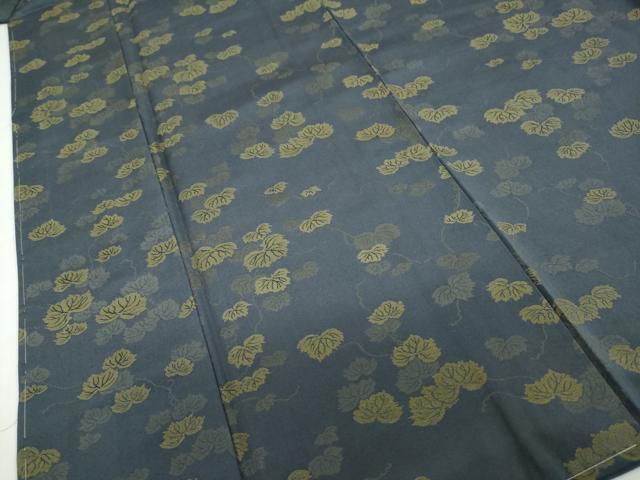平和屋着物●上質なお召　蔦の葉文　正絹　逸品　未使用　DABD9069ud
