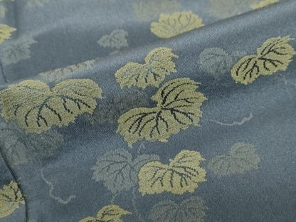 平和屋着物●上質なお召　蔦の葉文　正絹　逸品　未使用　DABD9069ud