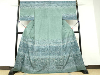 平和屋着物●本場染大島紬　訪問着　横段鳥獣草花文　正絹　逸品　未使用　DABD9071ud